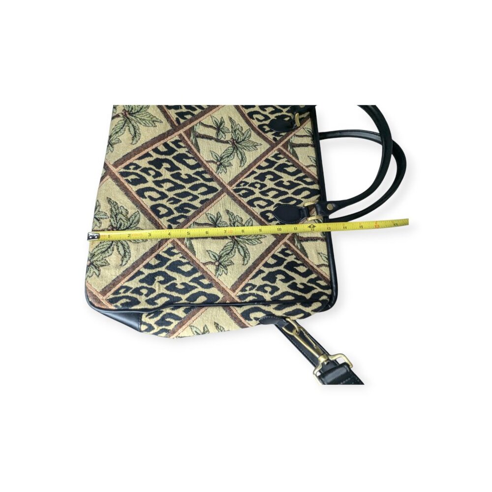 Sharif Palm Tree & Leopard Print Travel Bag in Black, Tan, Gold - Picture 13 of 16